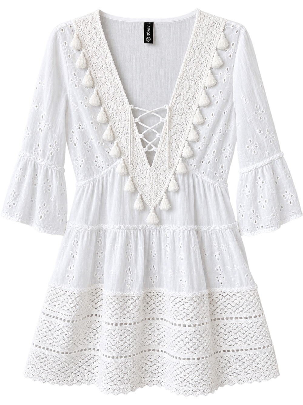 Me 2 Magic White Lace-Up White Eyelet Dress